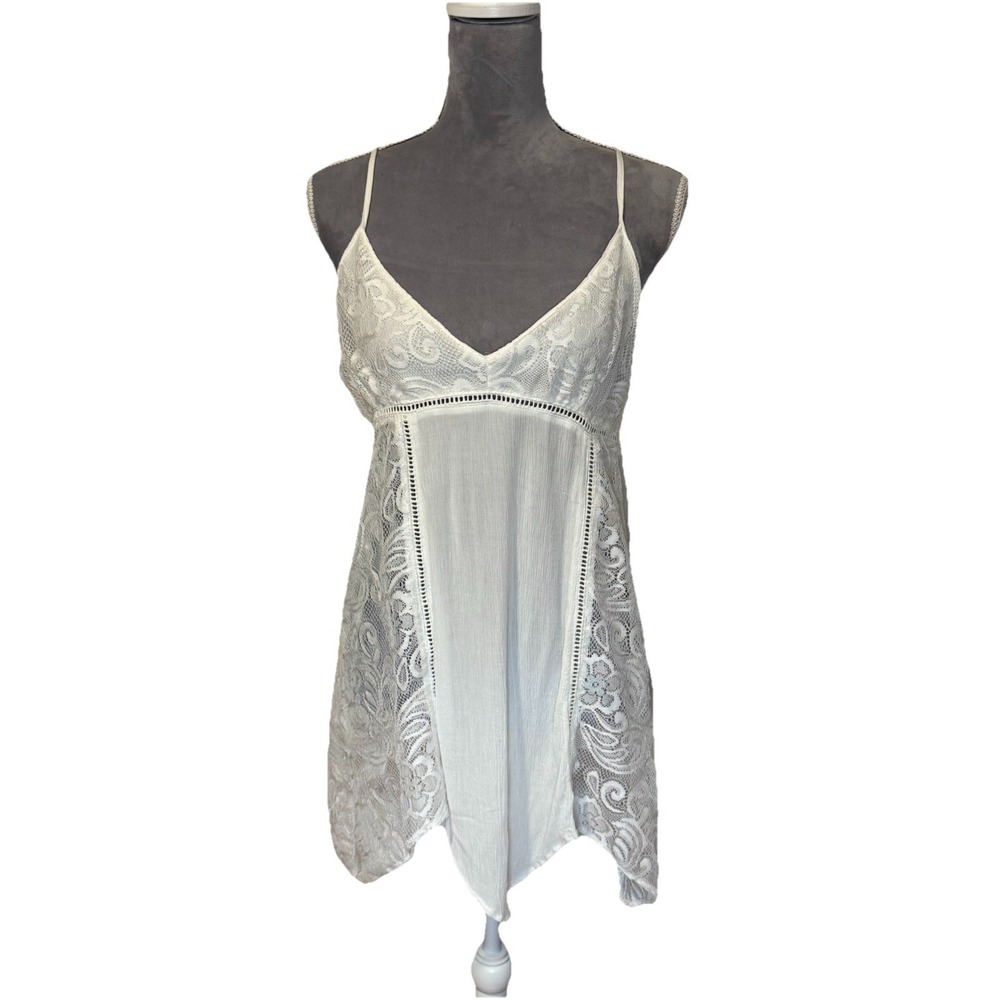 Y2K White Lace Babydoll Tank Top Fairy Angel Ethereal Handkerchief Boho Indie LG